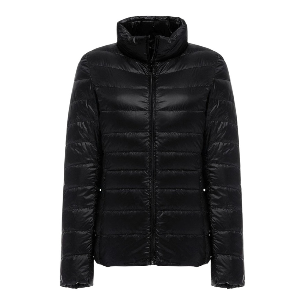Tankoo Women's Lightweight High Neck Full Zip Packable Down Jacket Black Size M